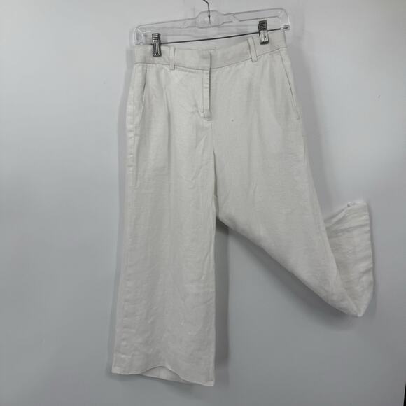 J Crew women 00 Linen Wide Leg Ankle Pants Flat Front Minimalist - Picture 8 of 8